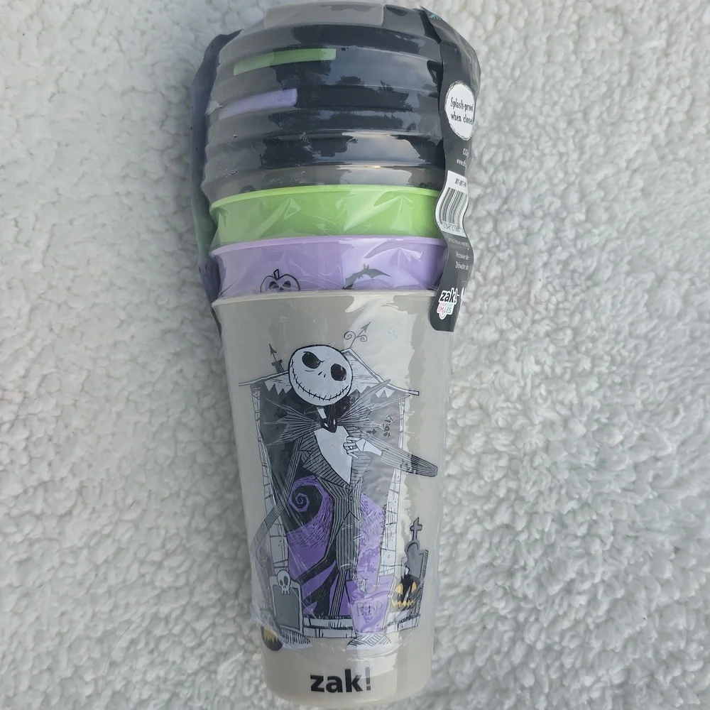 Disney The Nightmare Before Christmas 4 Pack Tumblers W/ Lids Black Green Purple